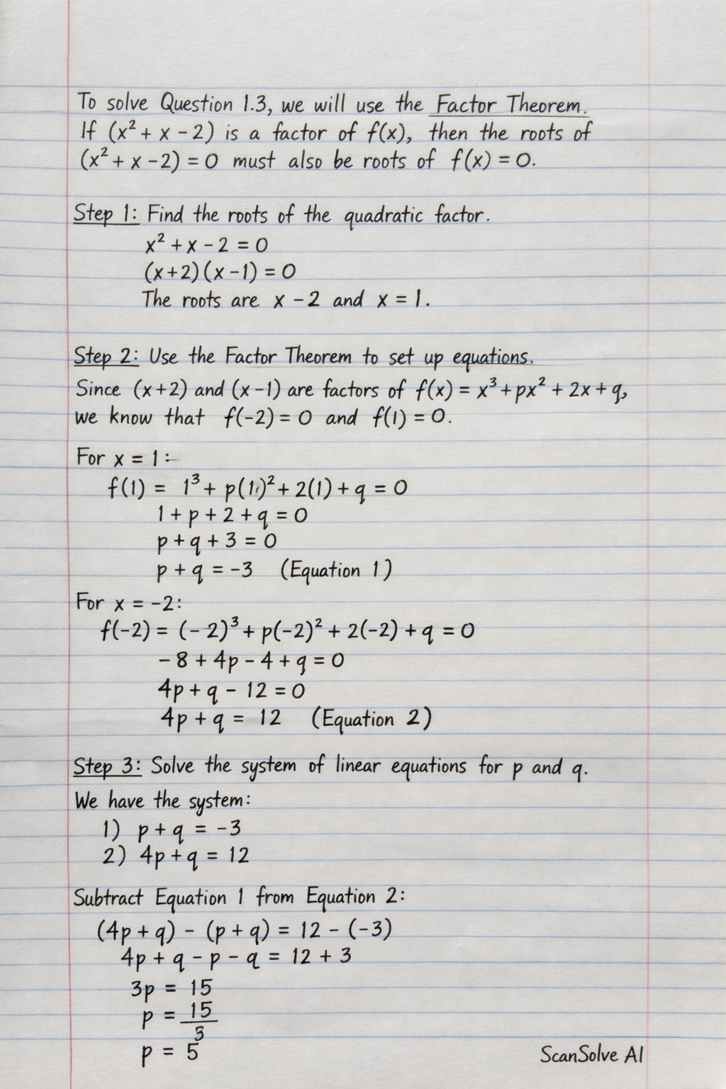 Handwritten step-by-step solution preview