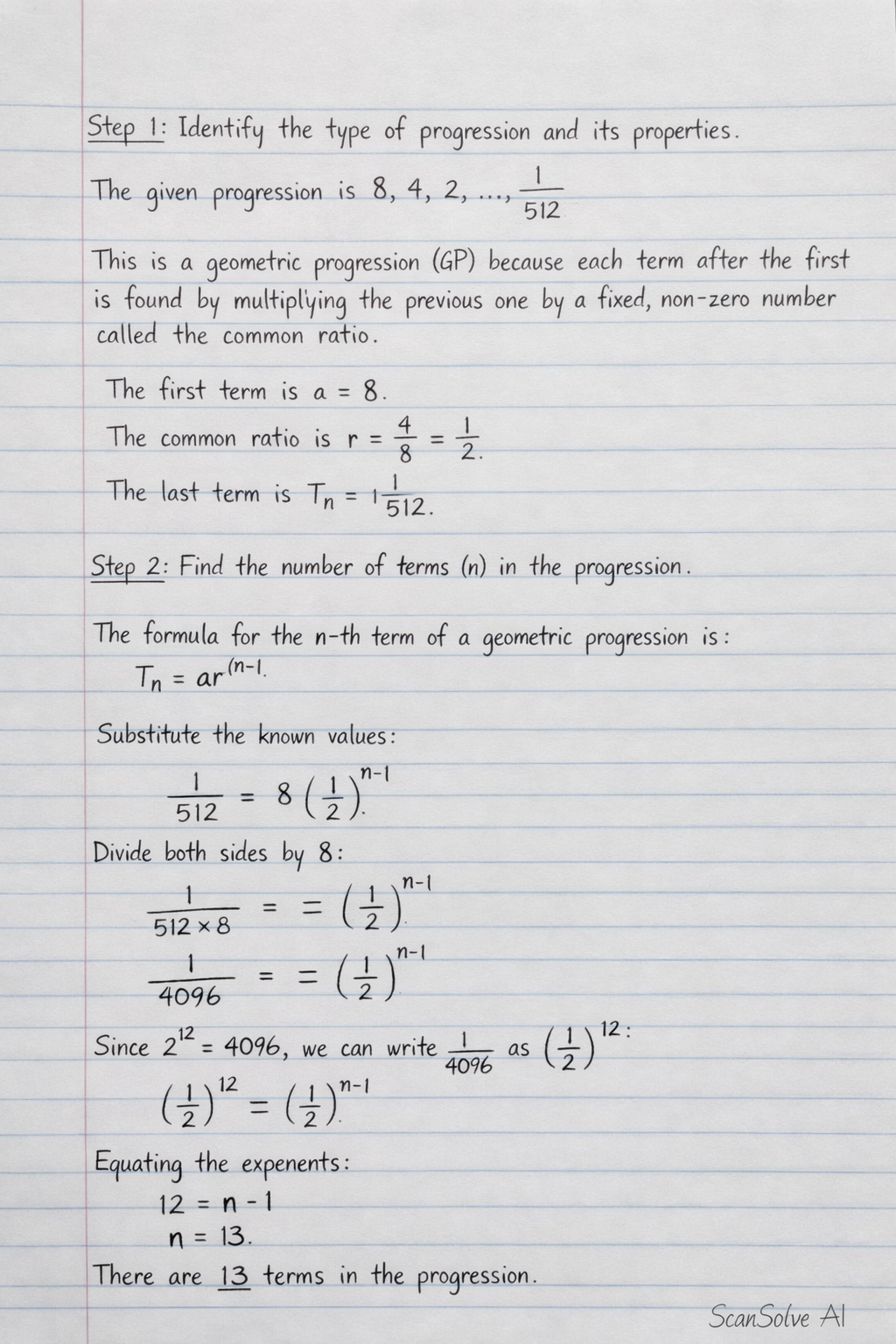 Handwritten step-by-step solution preview