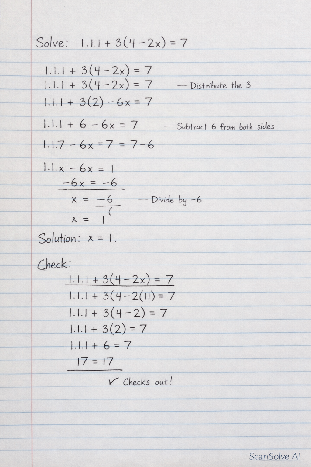 Handwritten step-by-step solution preview