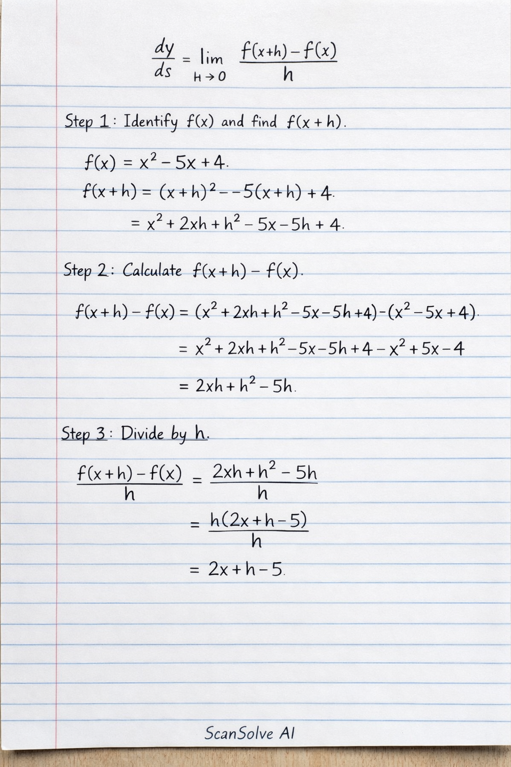 Handwritten step-by-step solution preview