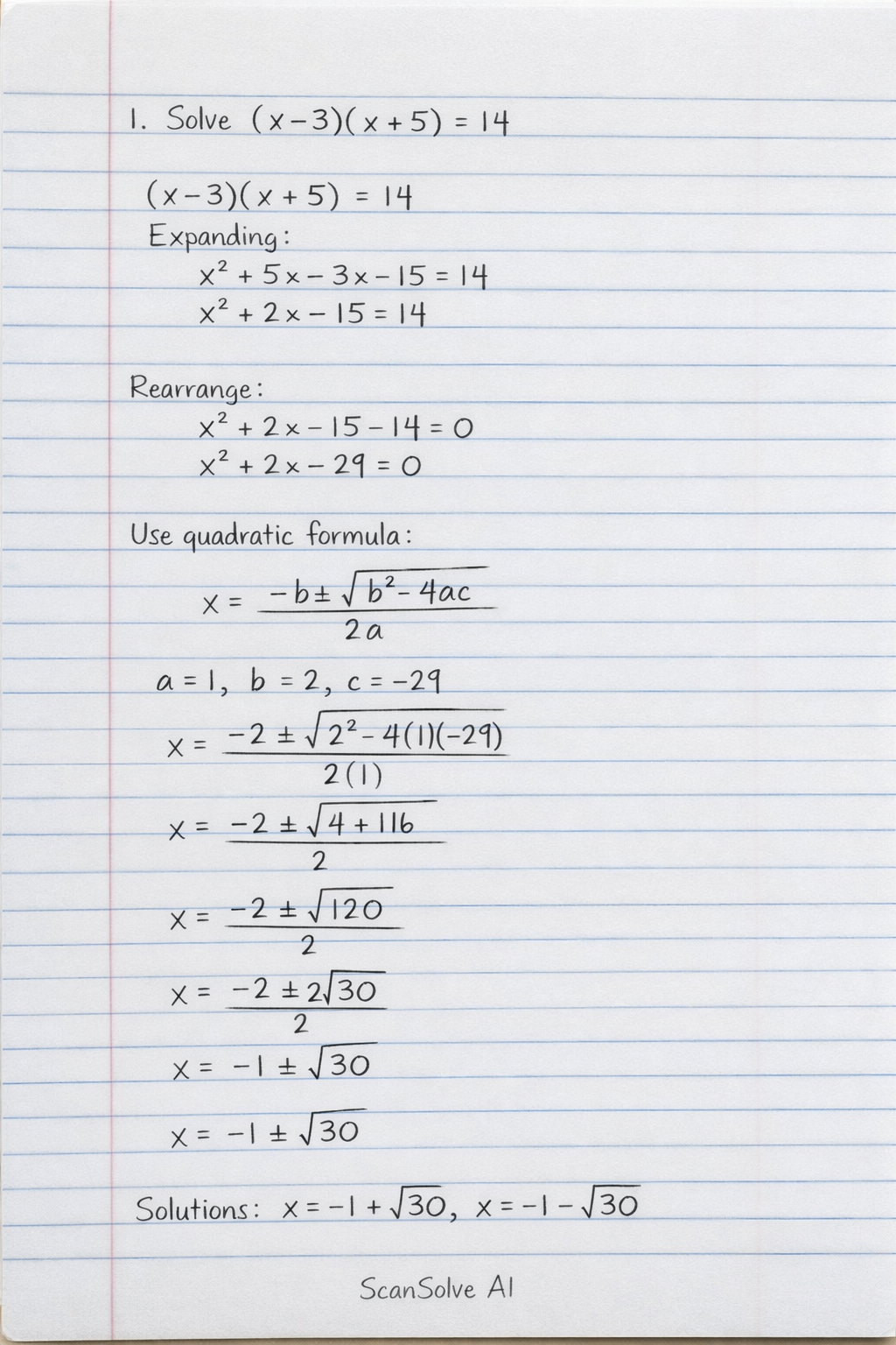 Handwritten step-by-step solution preview