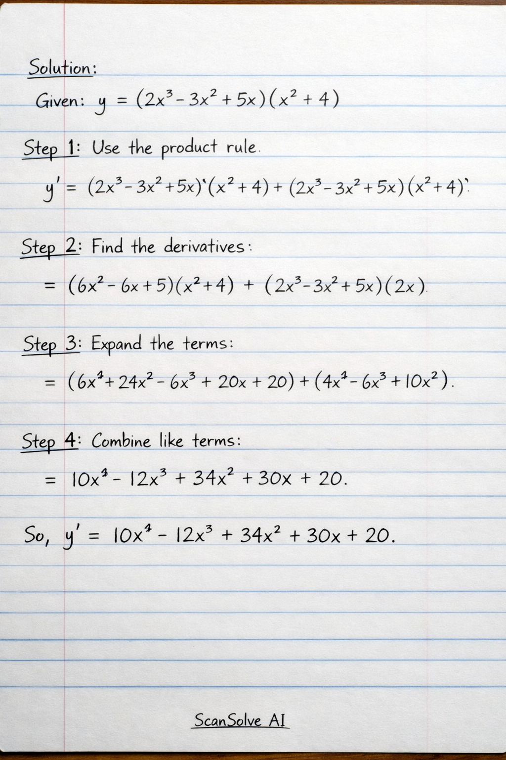 Handwritten step-by-step solution preview