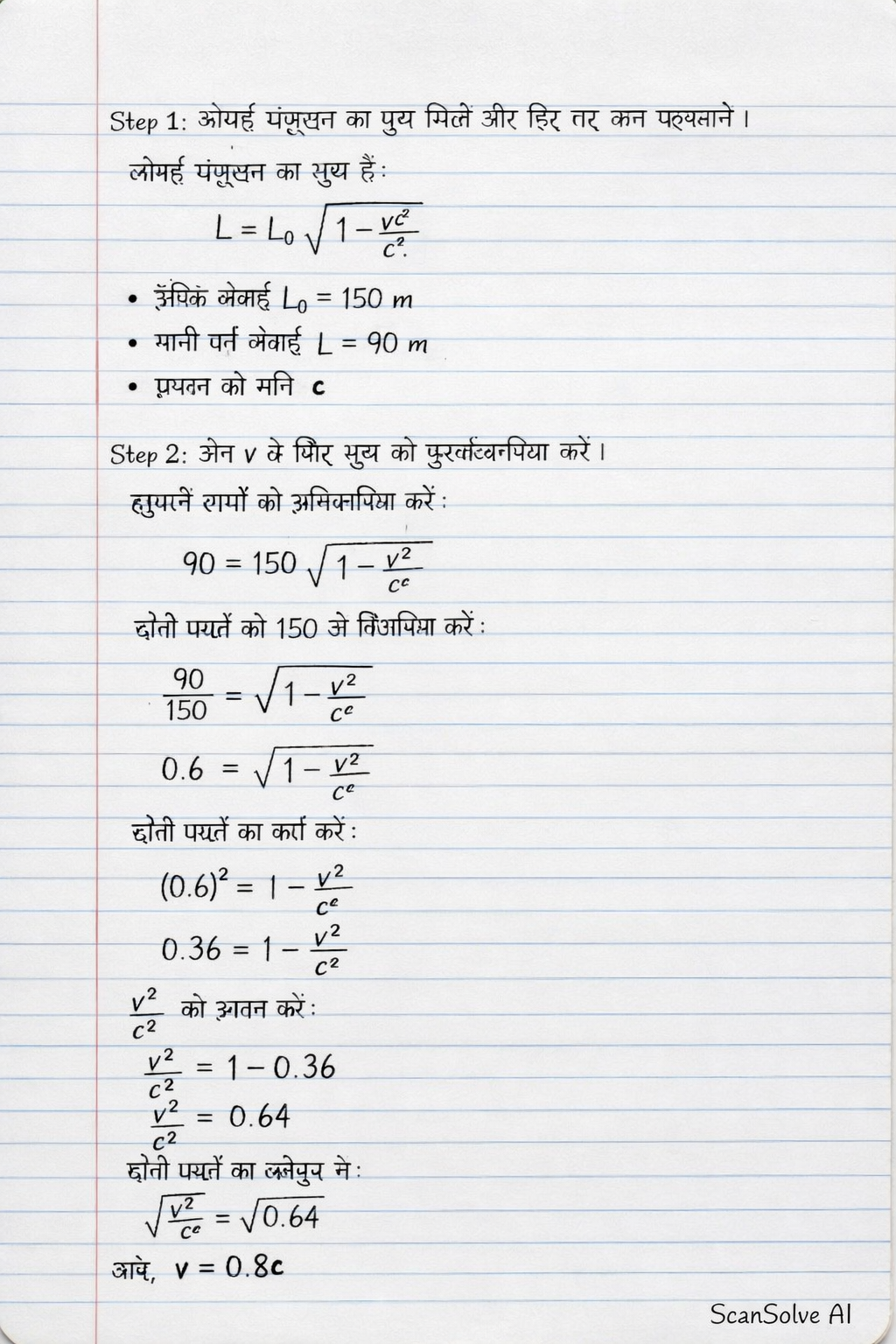 Handwritten step-by-step solution preview