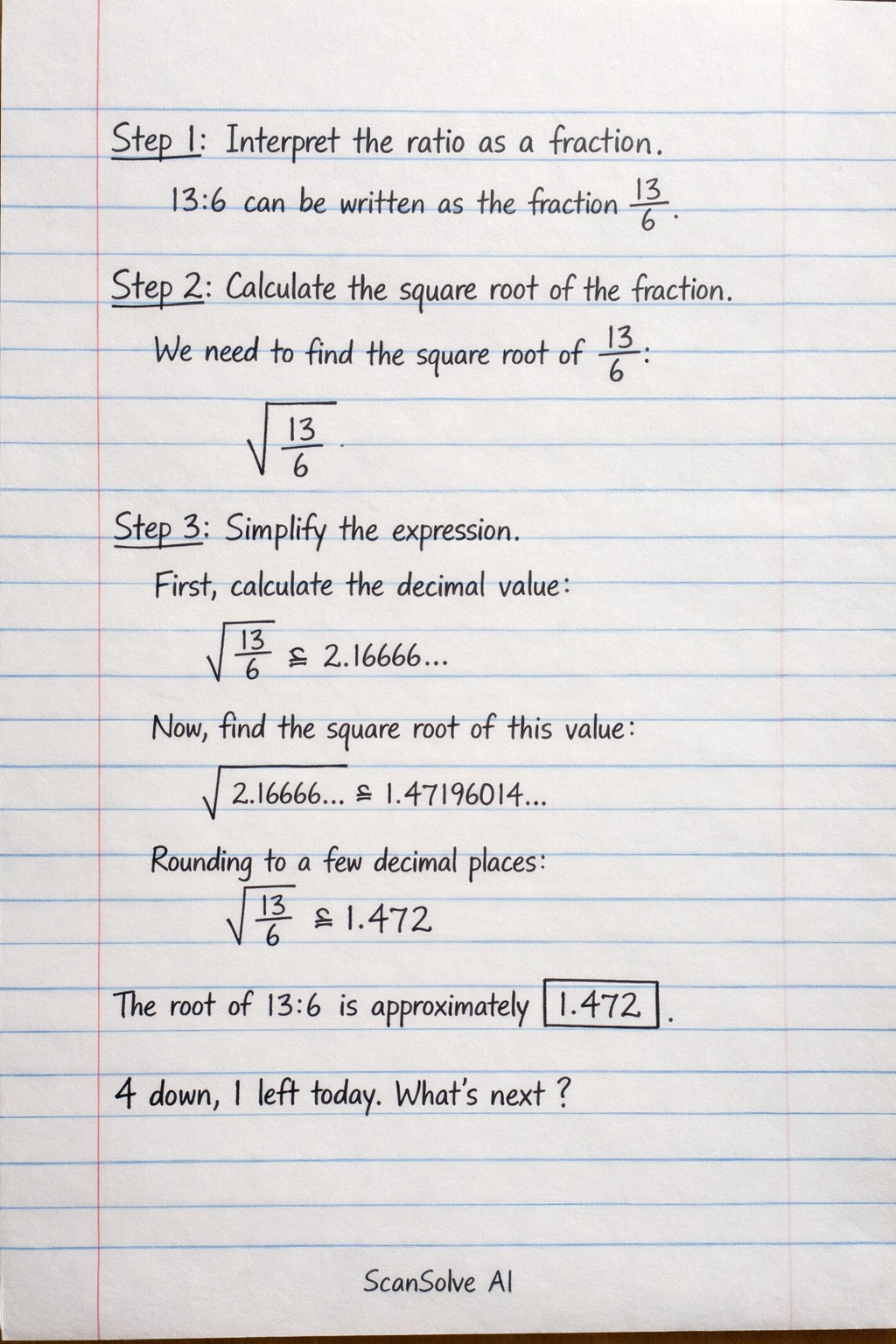 Handwritten step-by-step solution preview