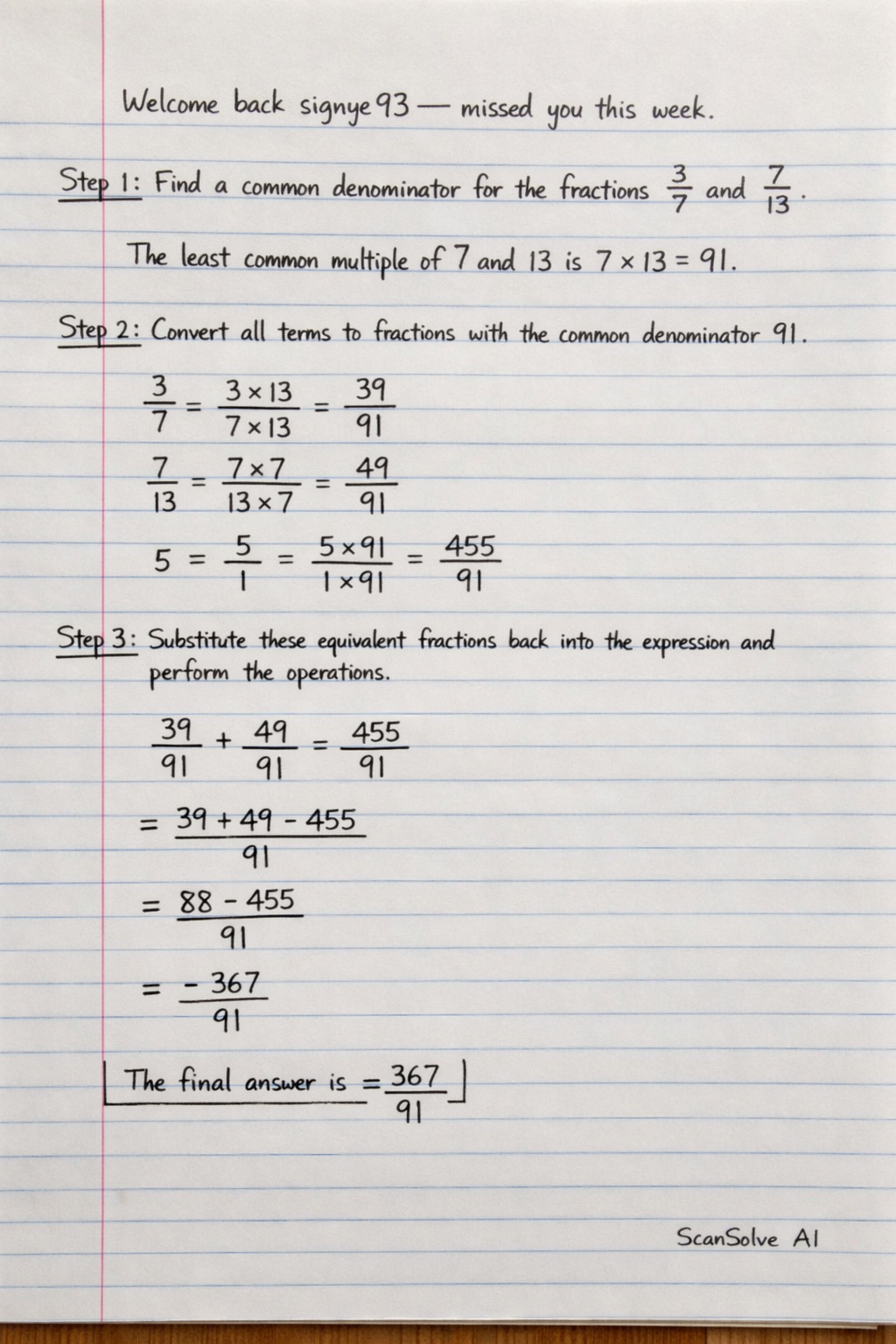 Handwritten step-by-step solution preview