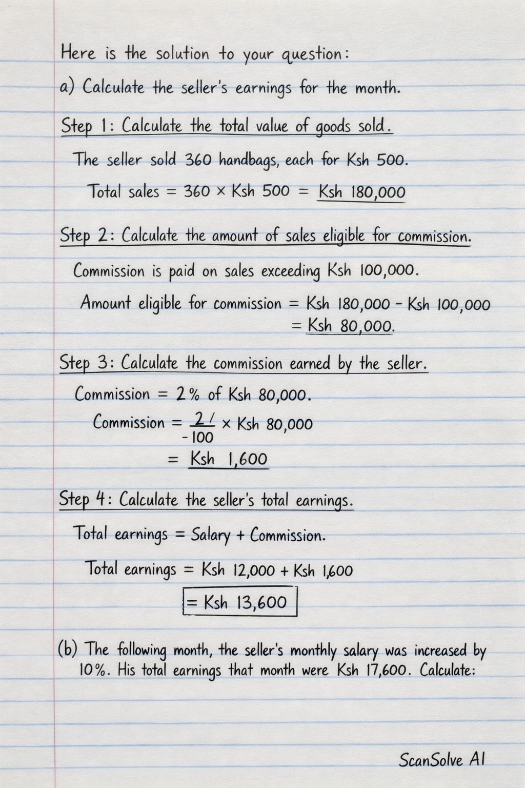 Handwritten step-by-step solution preview