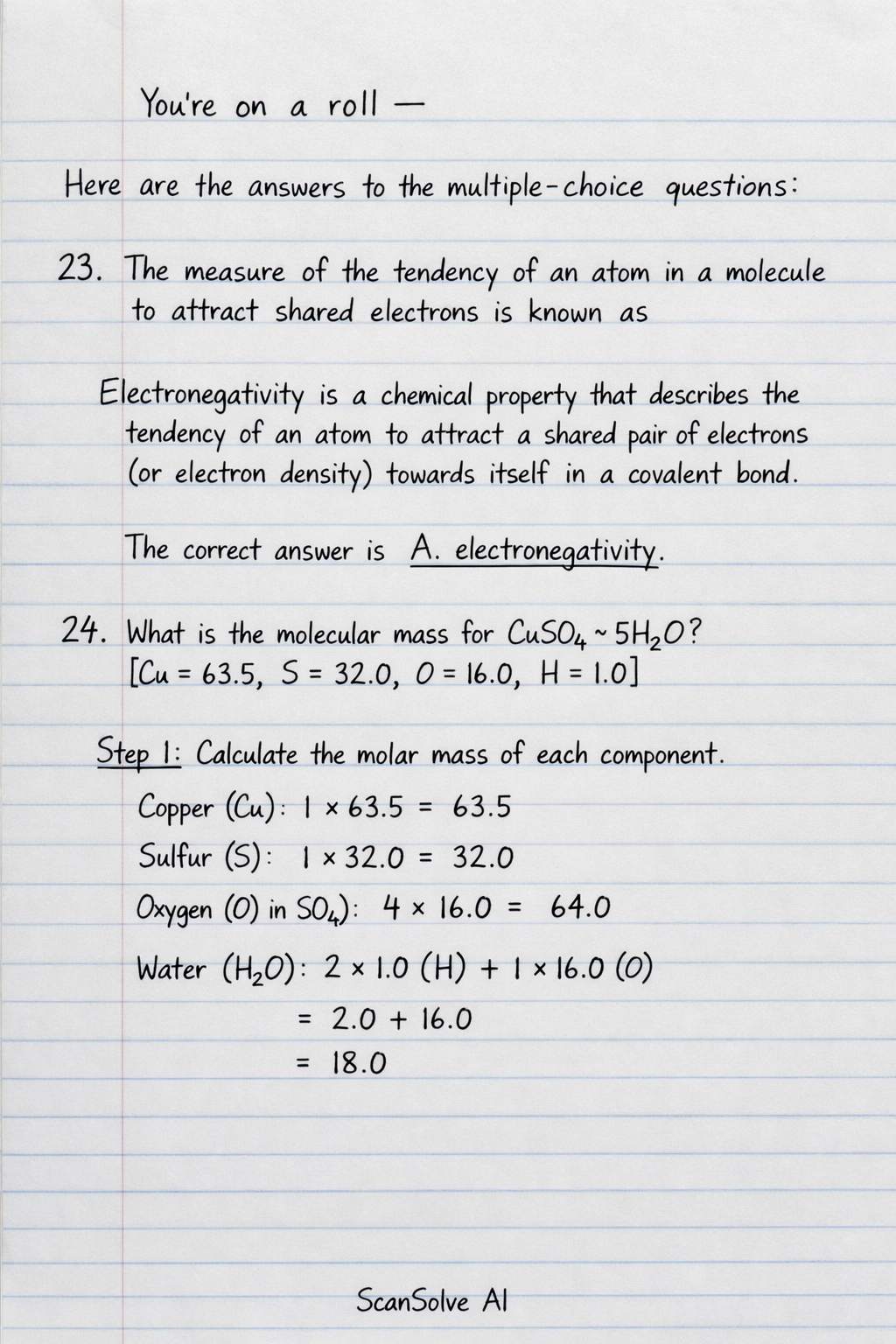 Handwritten step-by-step solution preview