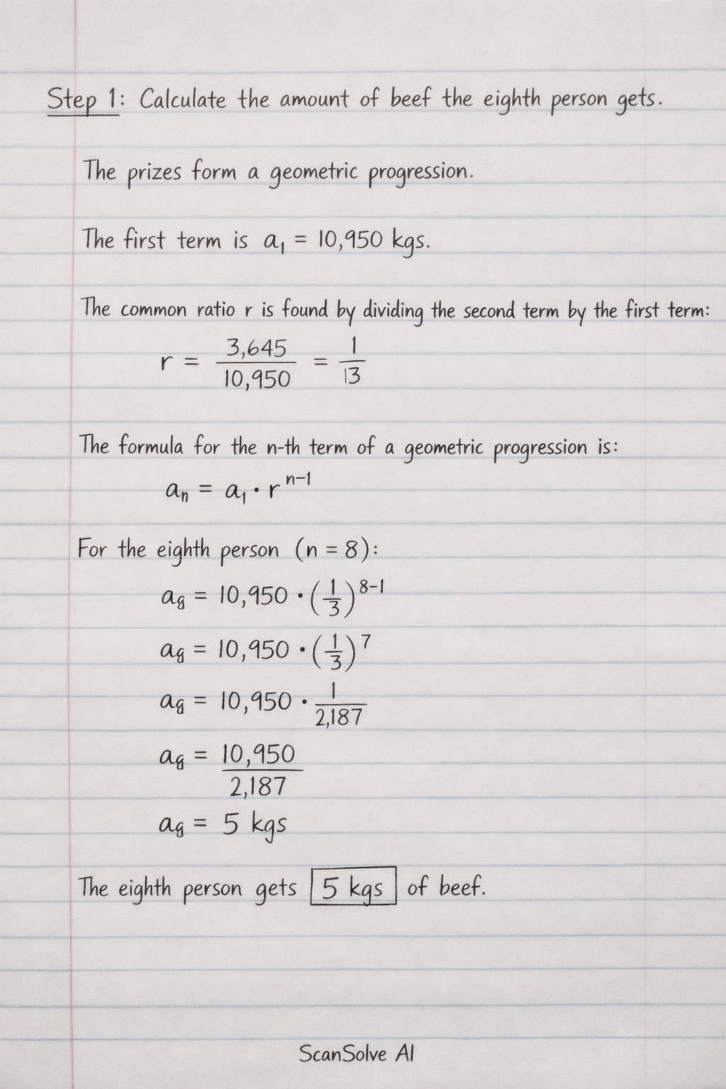 Handwritten step-by-step solution preview