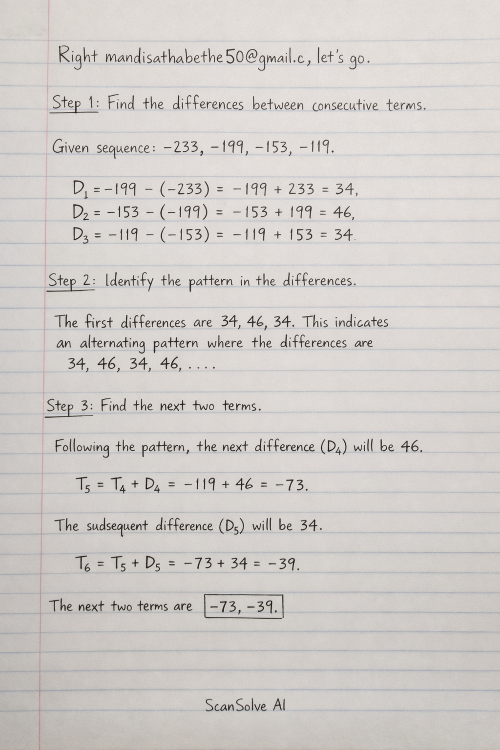 Handwritten step-by-step solution preview