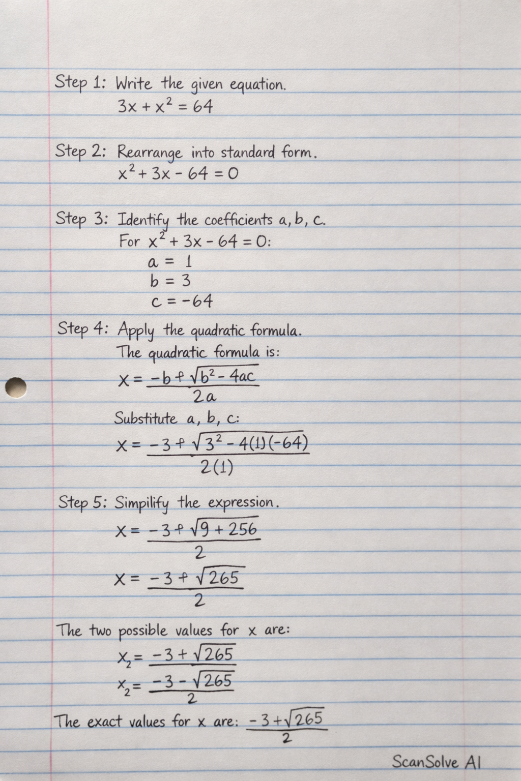 Handwritten step-by-step solution preview