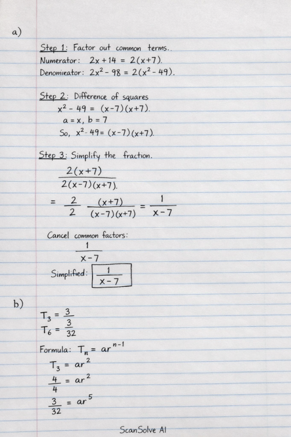 Handwritten step-by-step solution preview