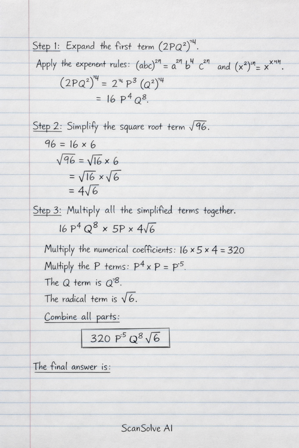 Handwritten step-by-step solution preview
