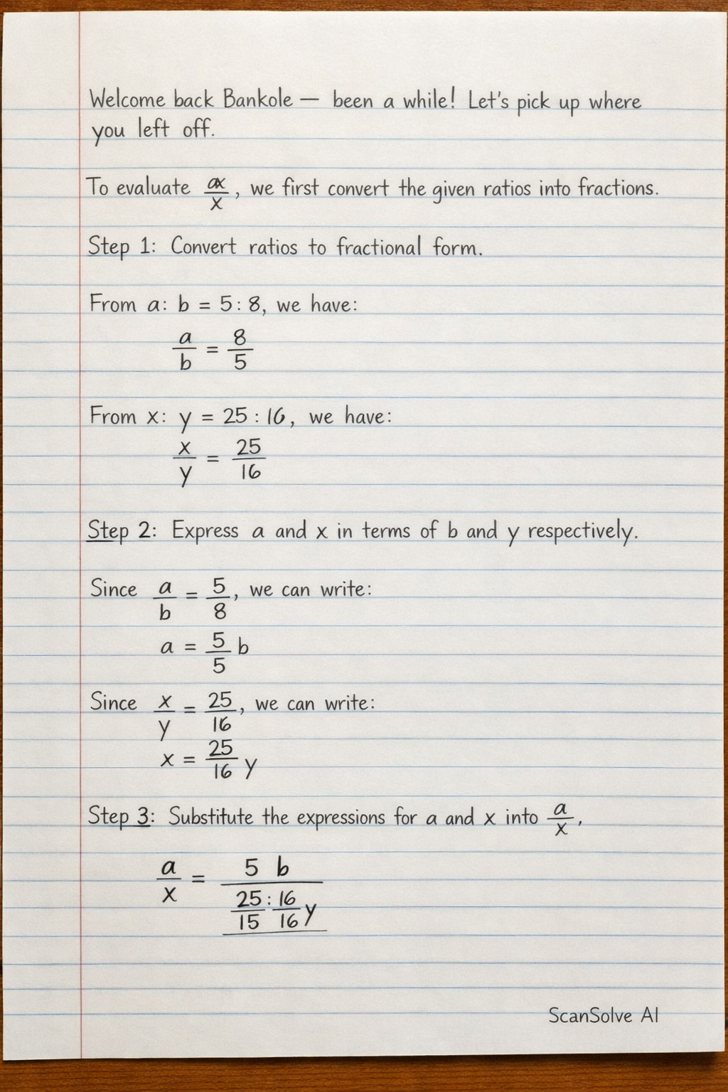 Handwritten step-by-step solution preview