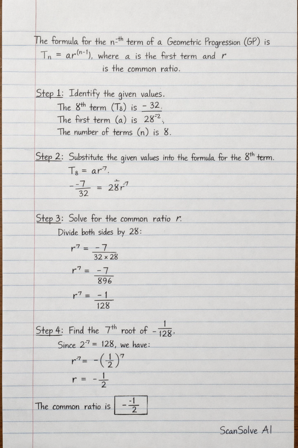 Handwritten step-by-step solution preview