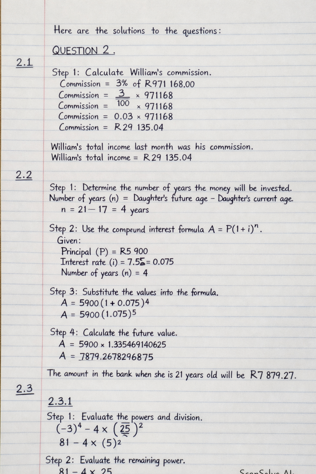 Handwritten step-by-step solution preview