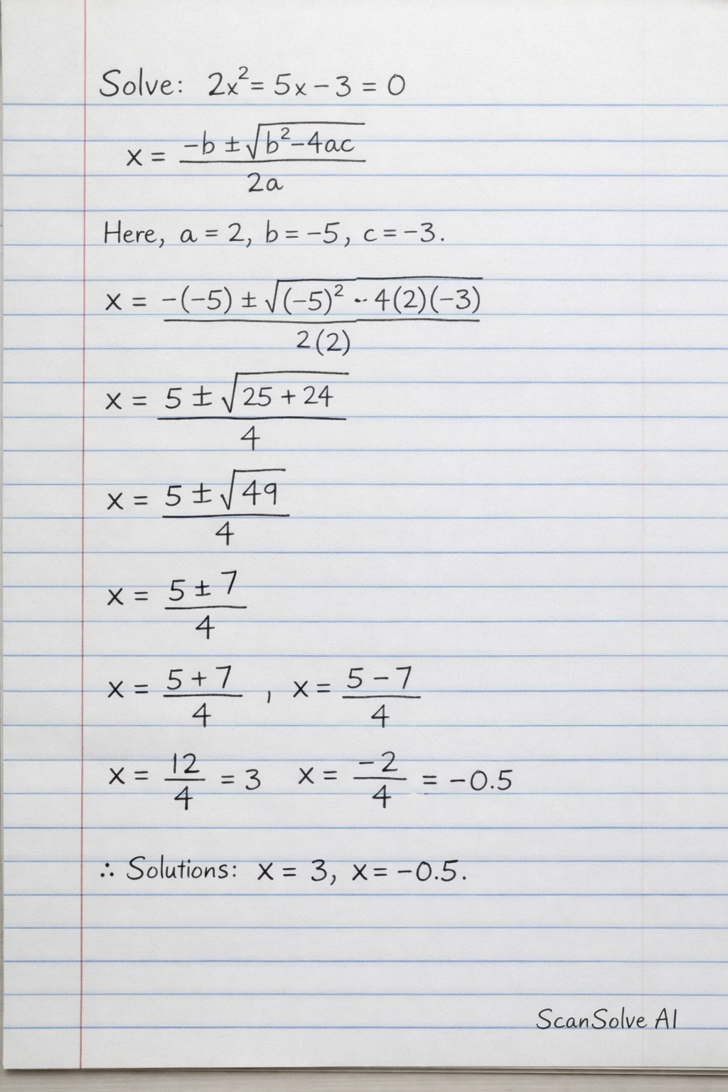 Handwritten step-by-step solution preview