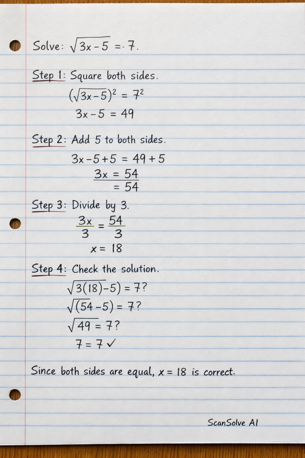 Handwritten step-by-step solution preview