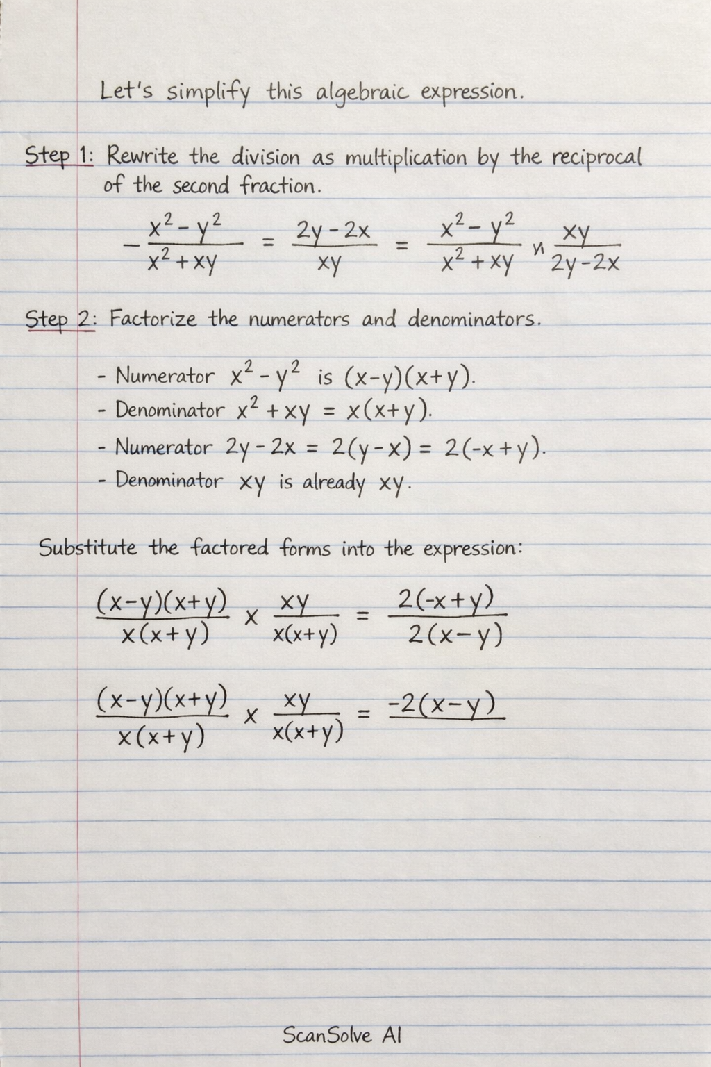 Handwritten step-by-step solution preview