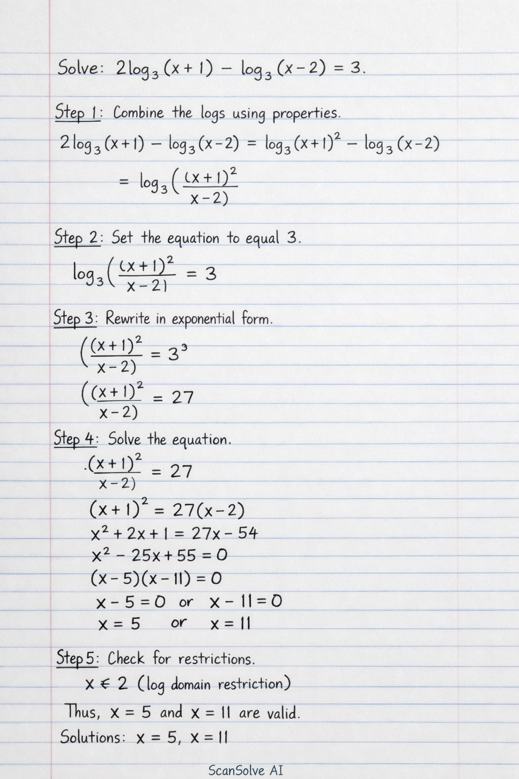 Handwritten step-by-step solution preview