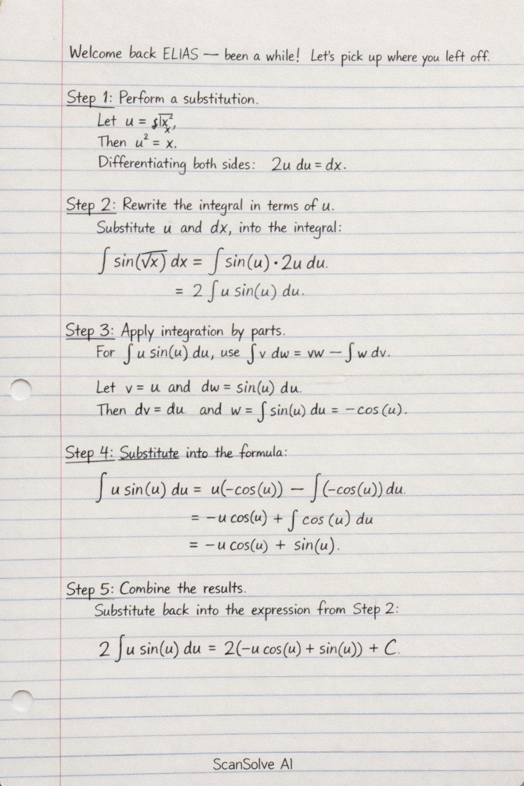 Handwritten step-by-step solution preview
