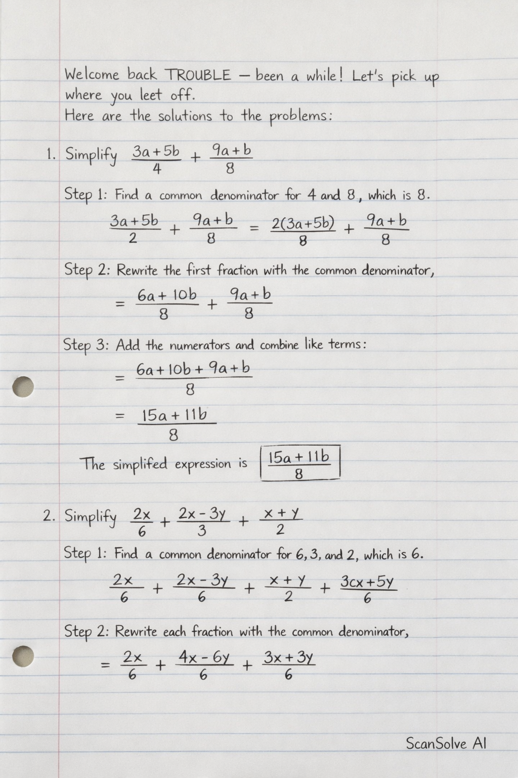 Handwritten step-by-step solution preview