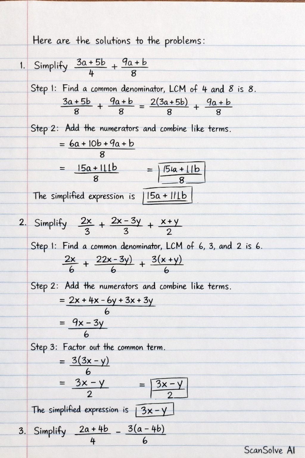 Handwritten step-by-step solution preview