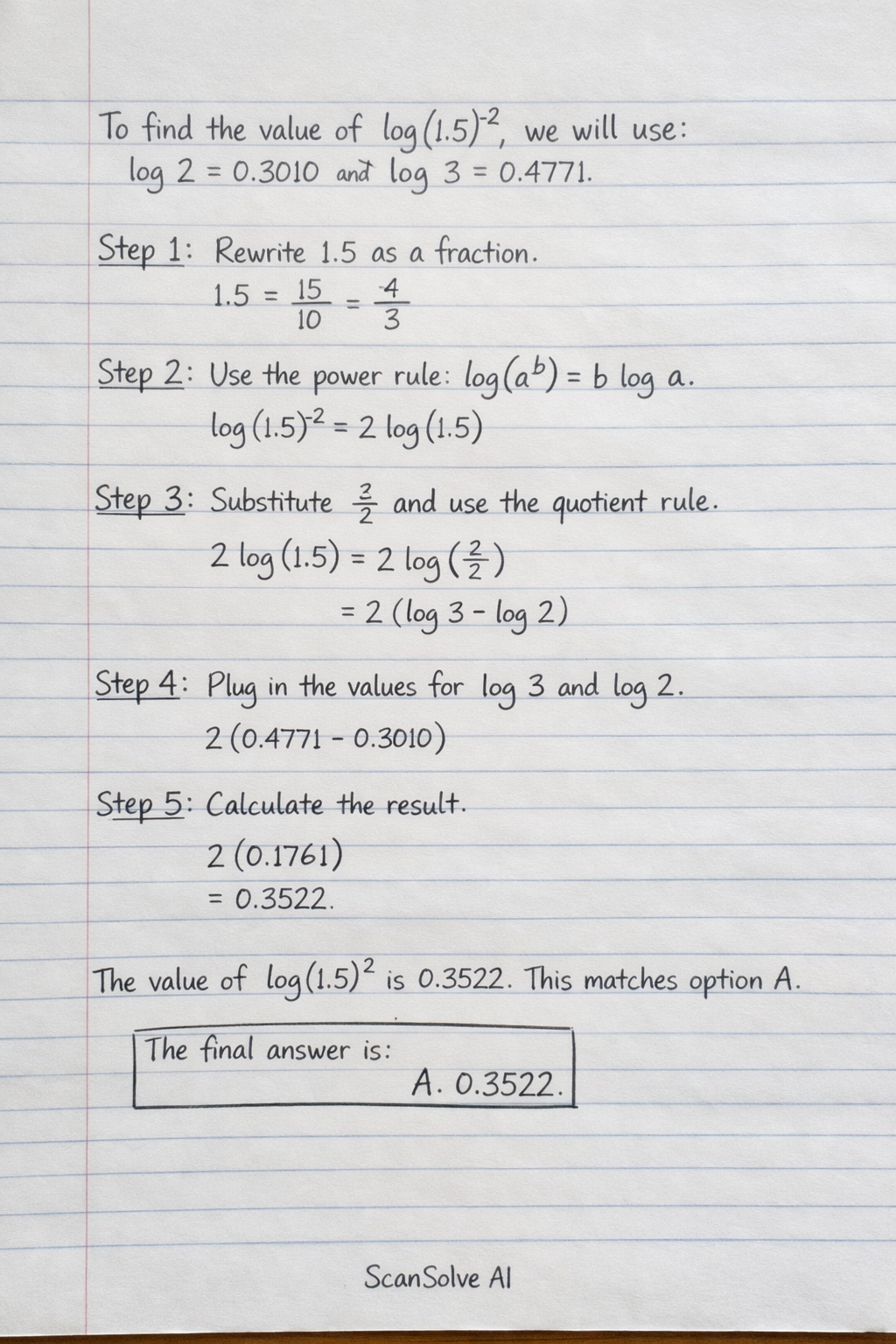 Handwritten step-by-step solution preview
