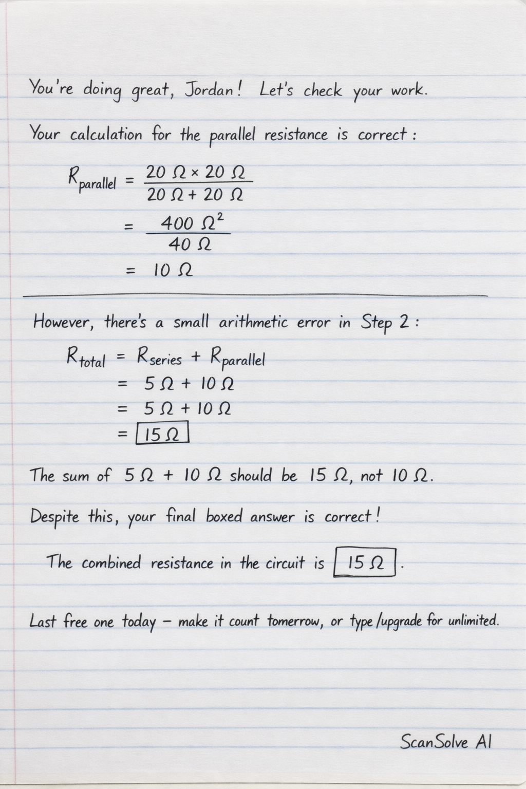 Handwritten step-by-step solution preview
