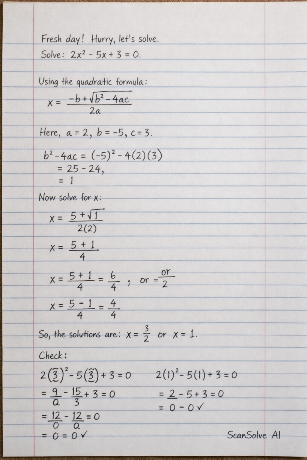 Handwritten step-by-step solution preview
