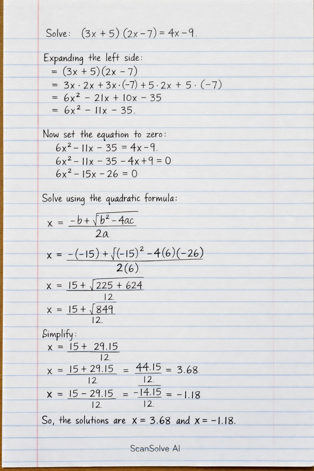 Handwritten step-by-step solution preview