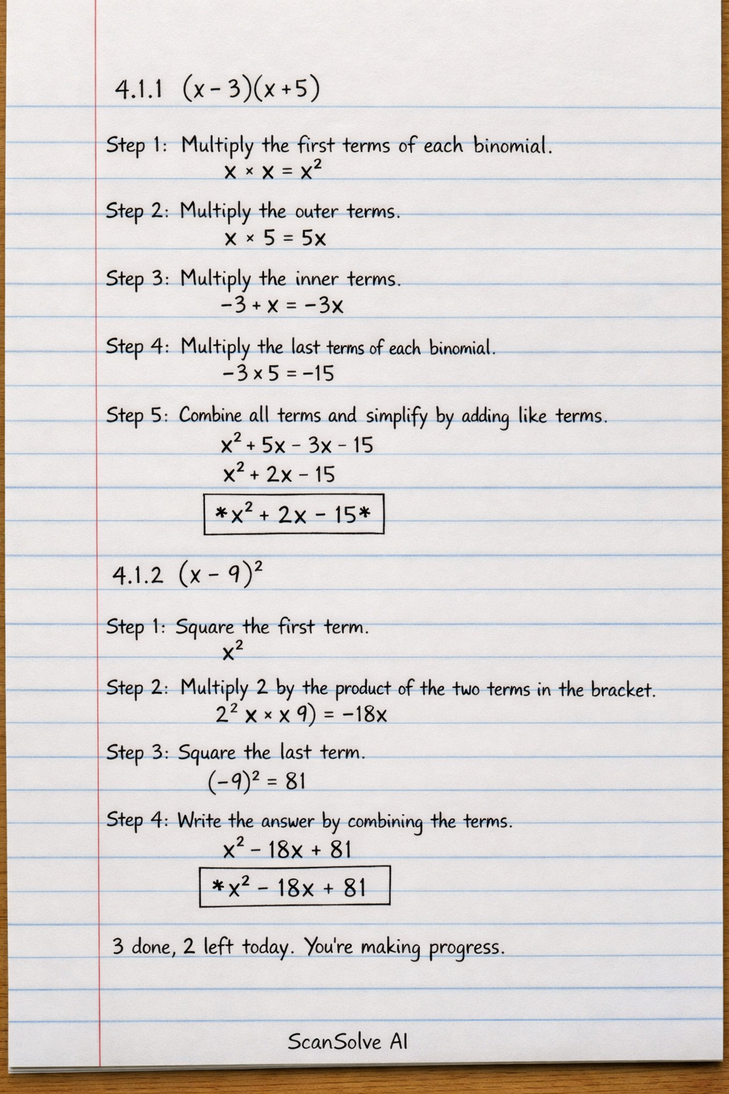 Handwritten step-by-step solution preview