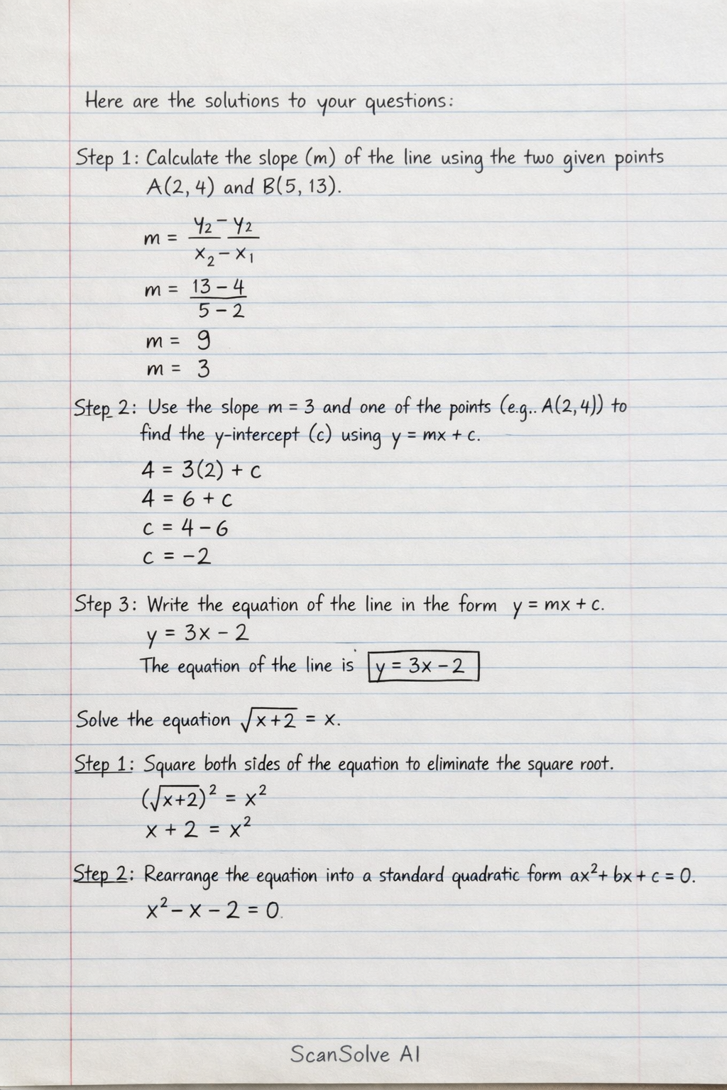 Handwritten step-by-step solution preview