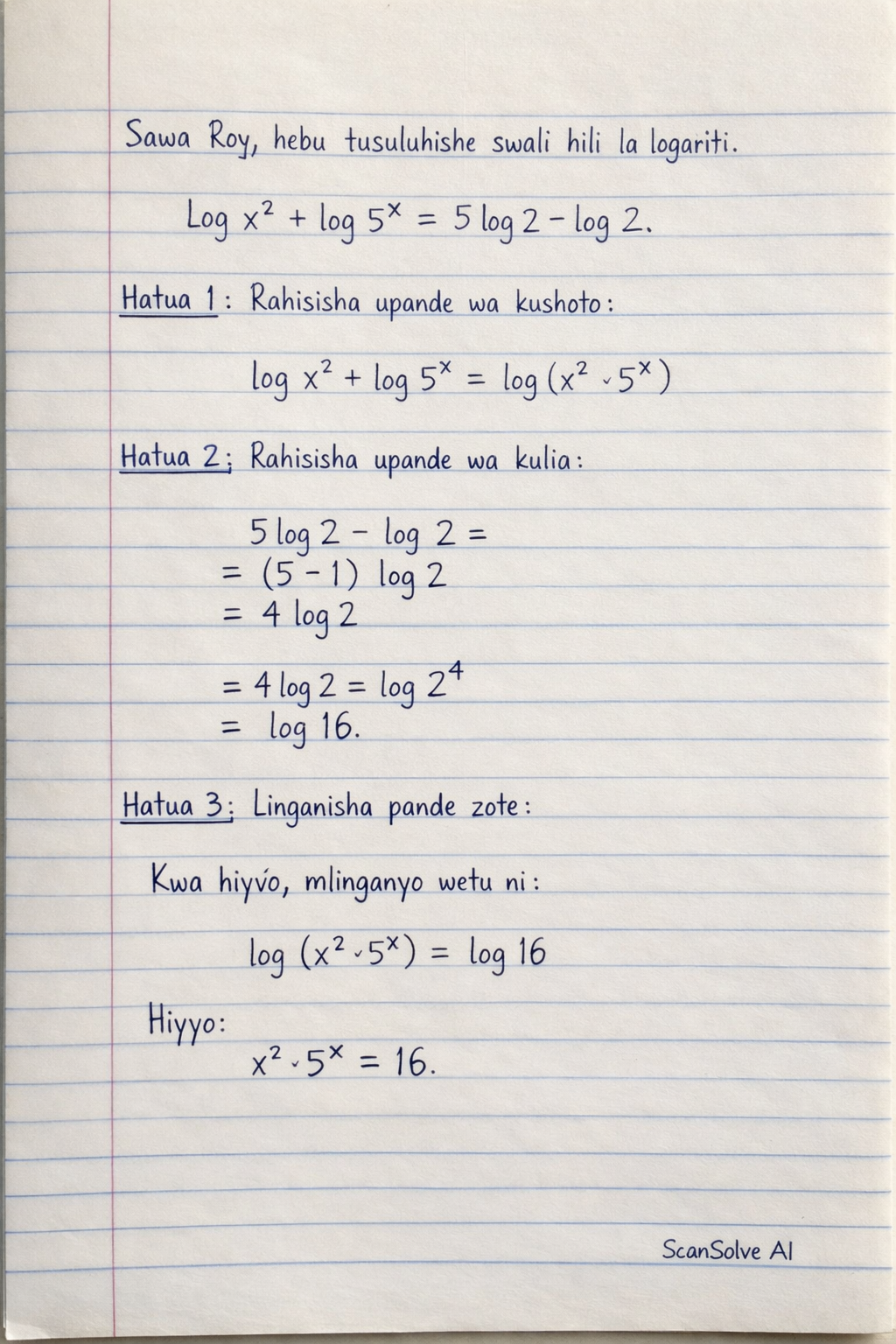Handwritten step-by-step solution preview
