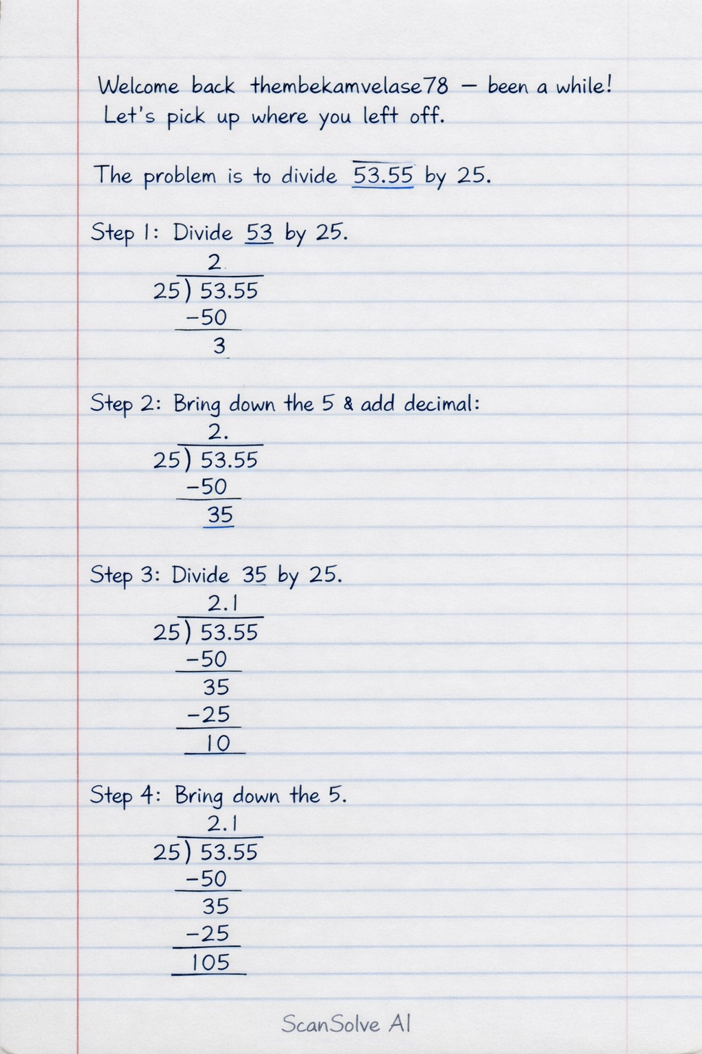 Handwritten step-by-step solution preview