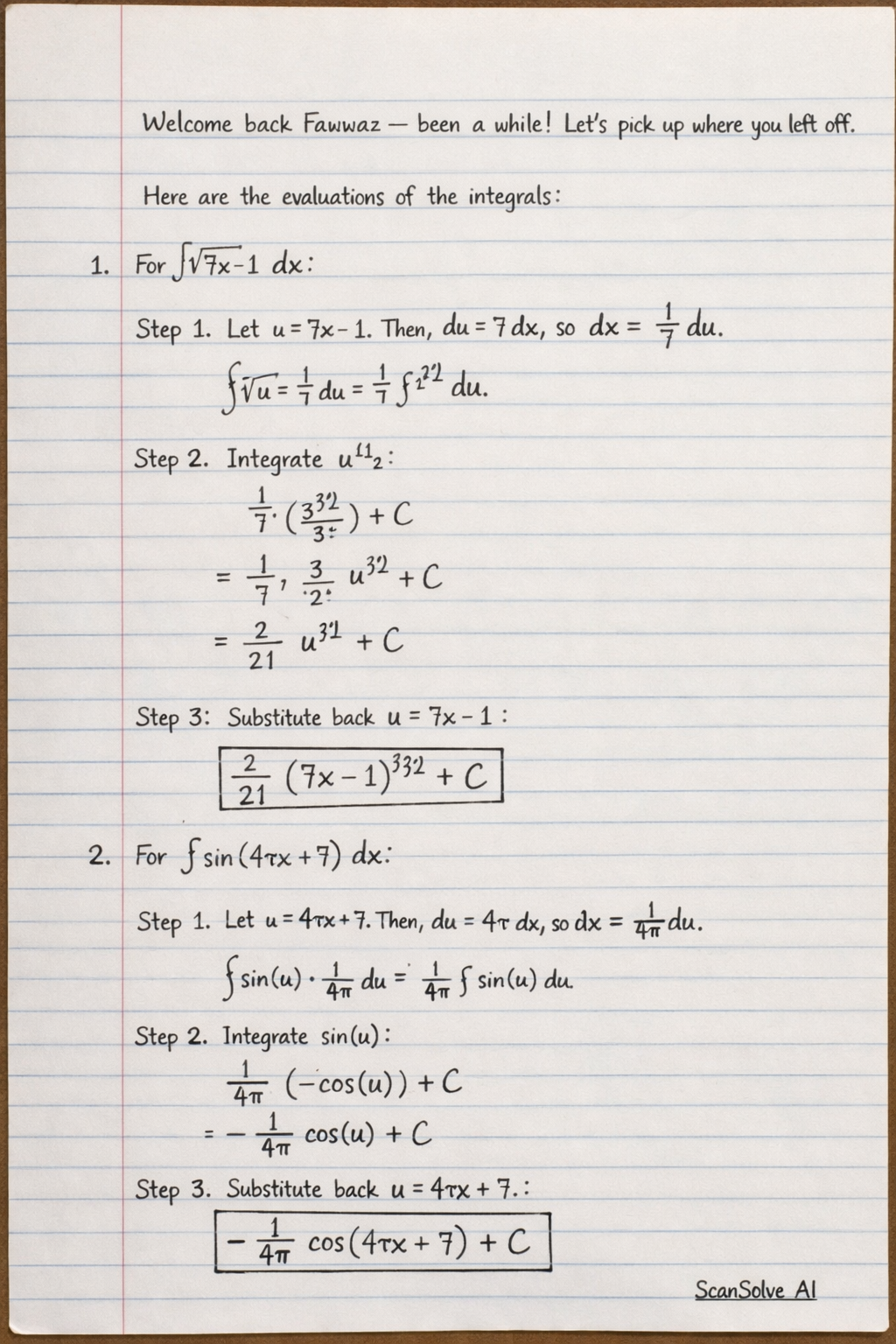 Handwritten step-by-step solution preview