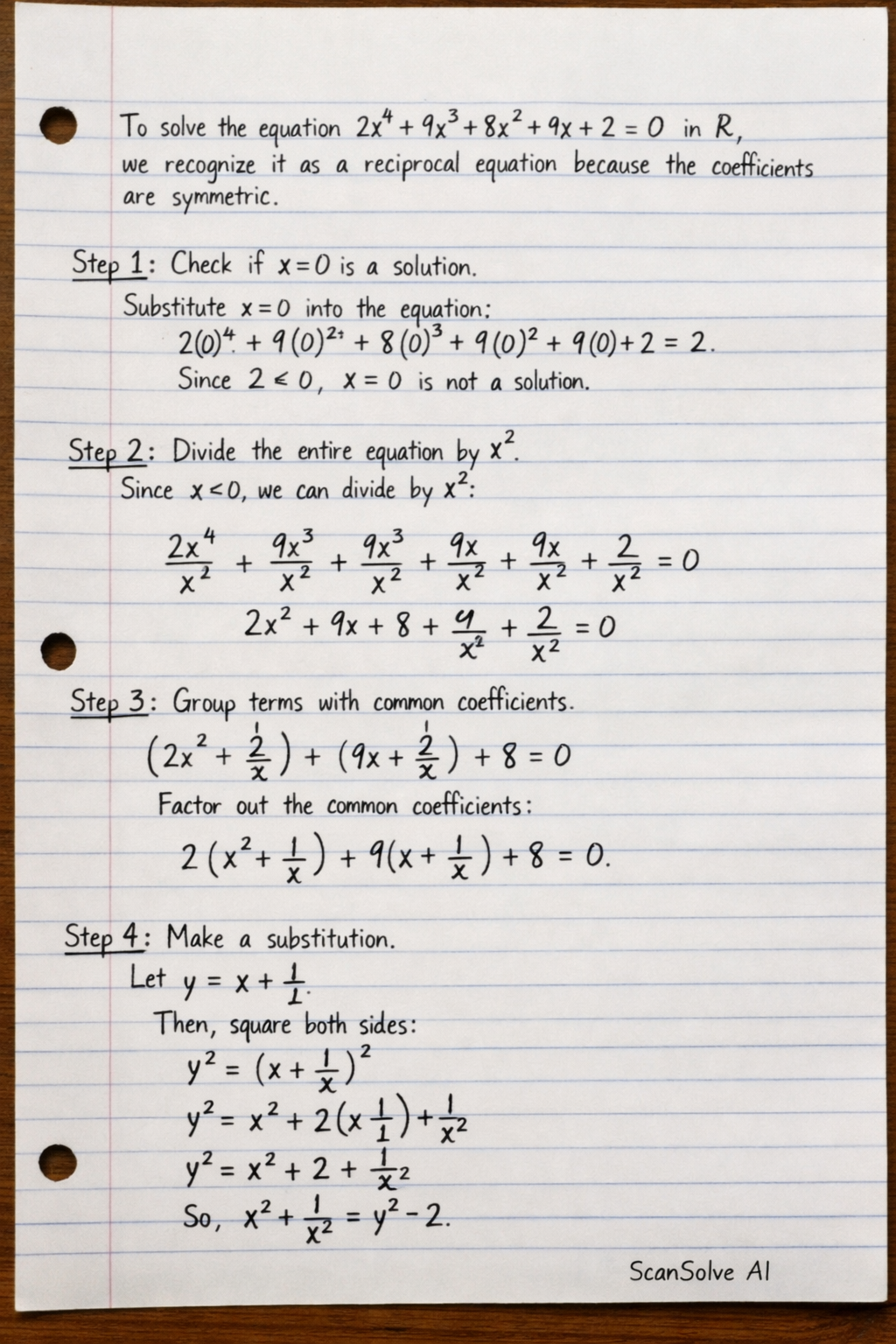 Handwritten step-by-step solution preview