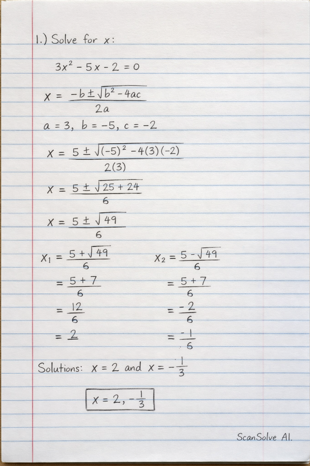 Handwritten step-by-step solution preview