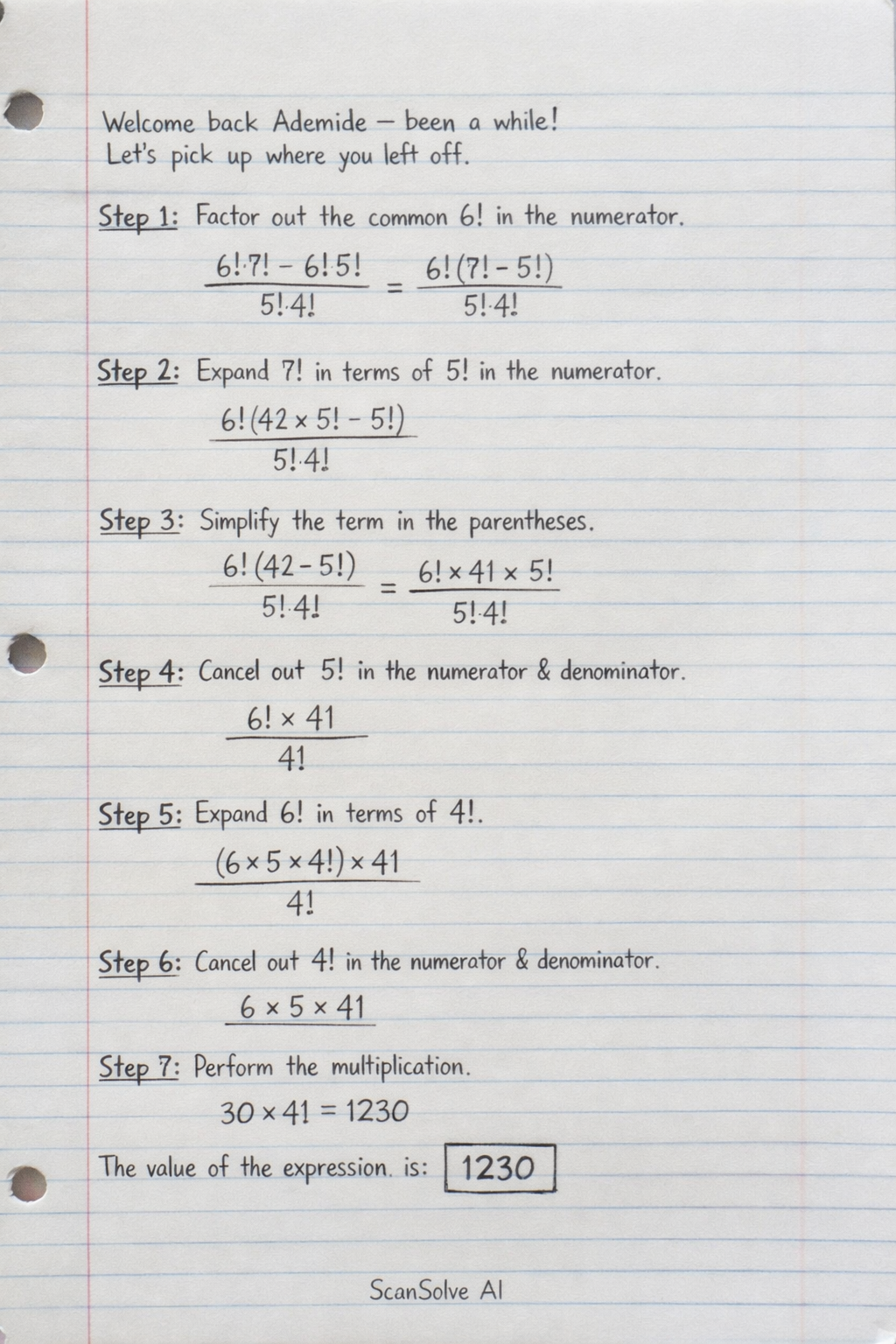 Handwritten step-by-step solution preview