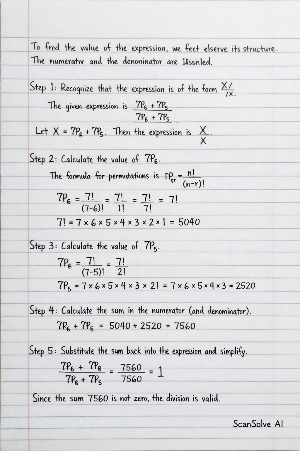 Handwritten step-by-step solution preview