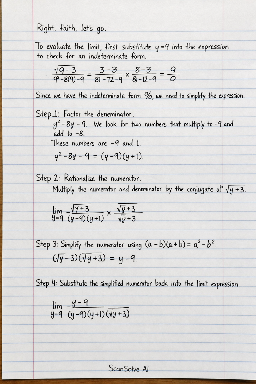 Handwritten step-by-step solution preview