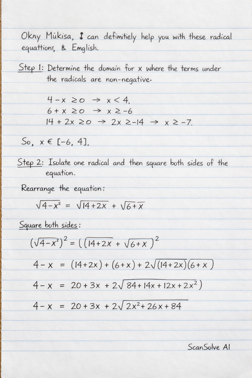 Handwritten step-by-step solution preview