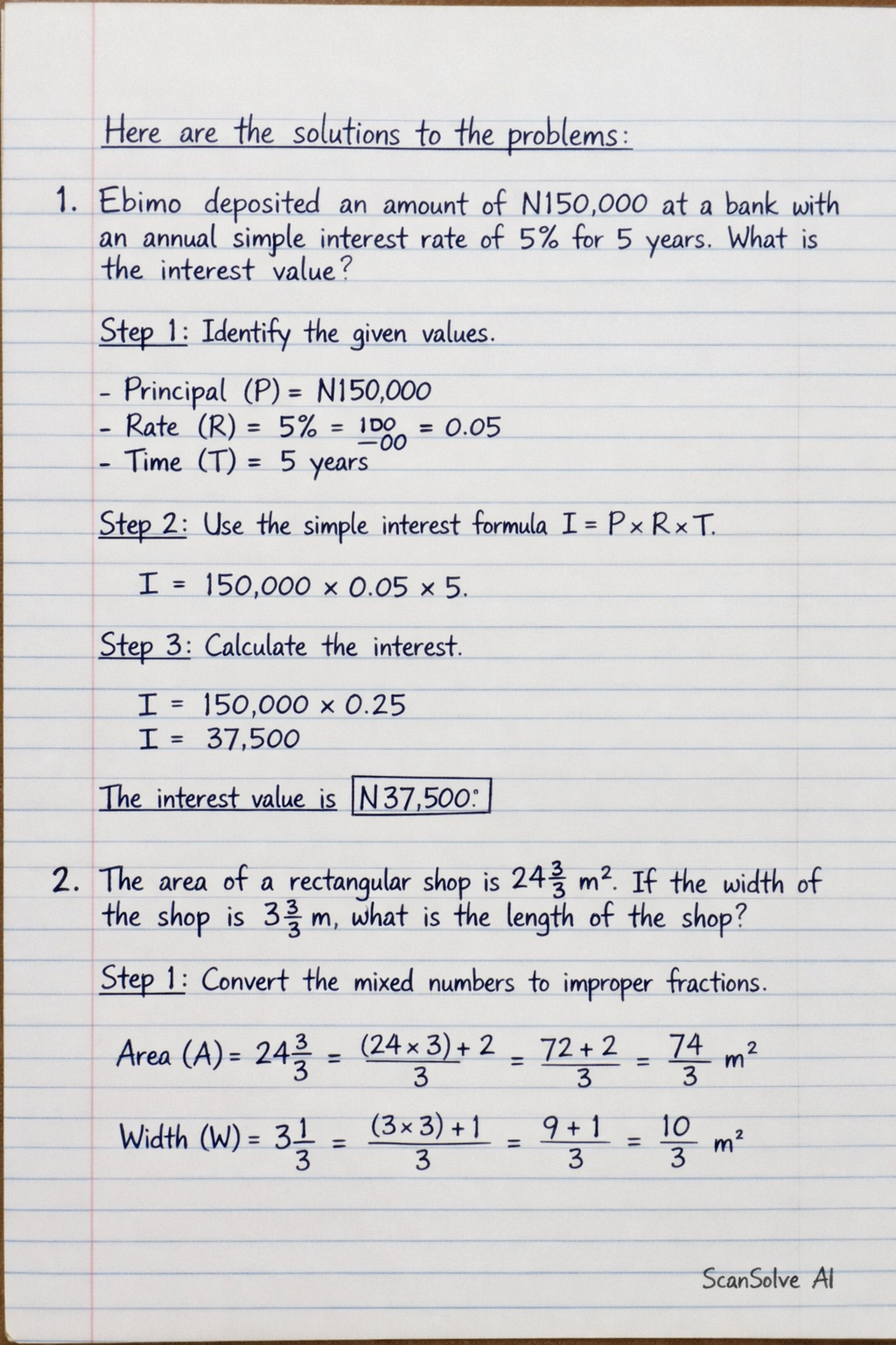 Handwritten step-by-step solution preview