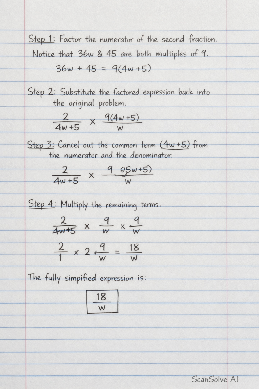 Handwritten step-by-step solution preview