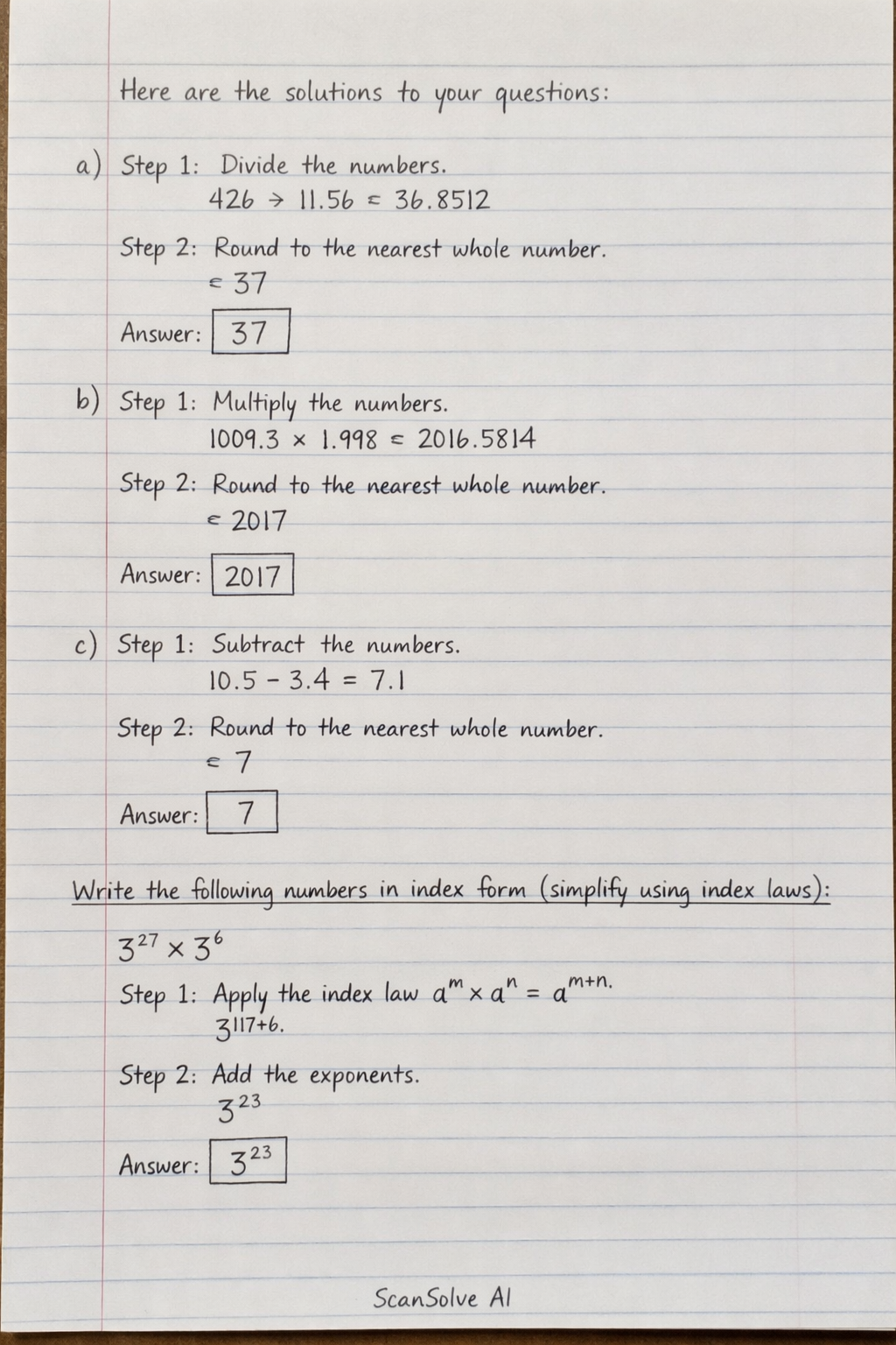 Handwritten step-by-step solution preview
