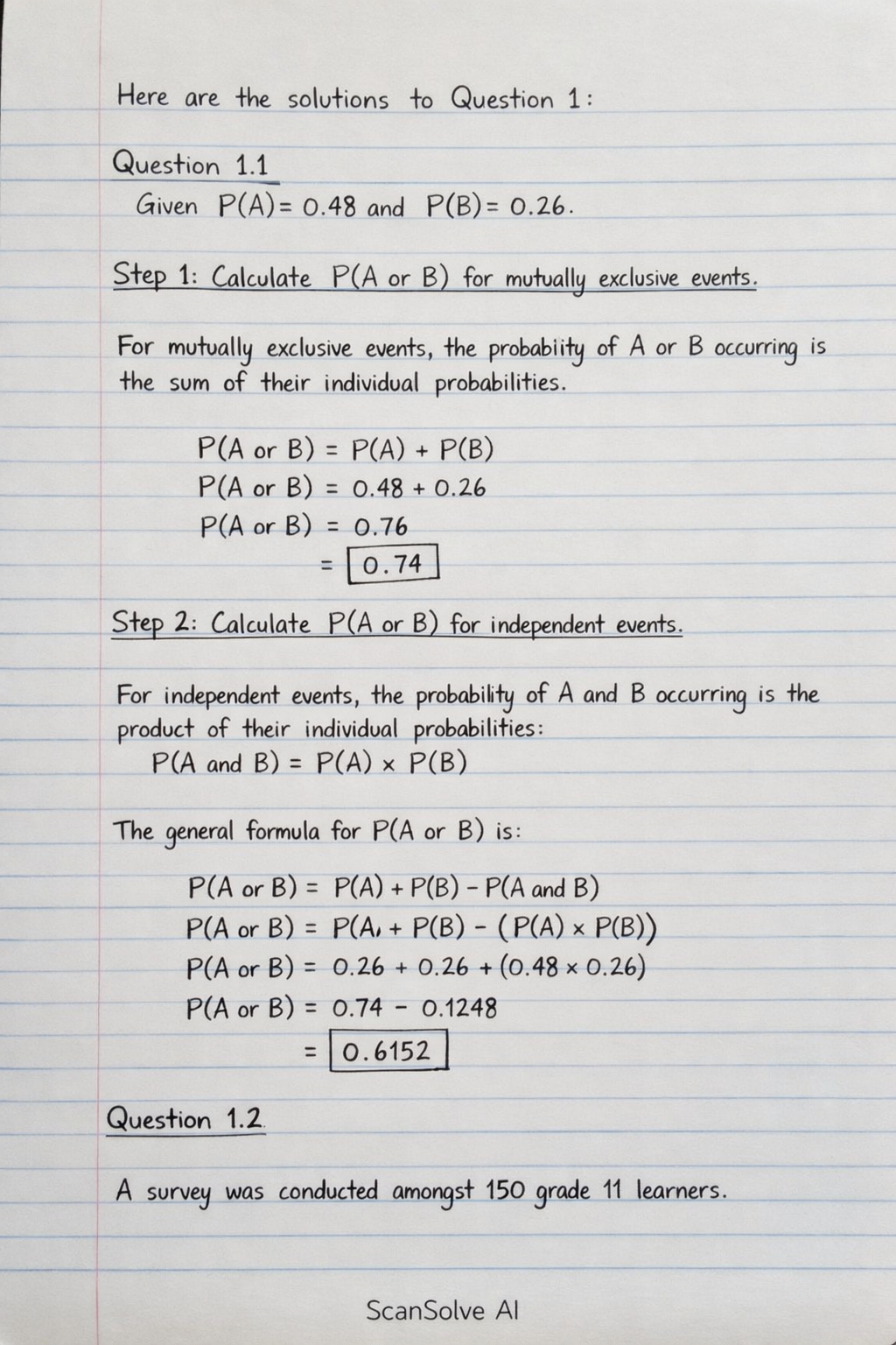 Handwritten step-by-step solution preview