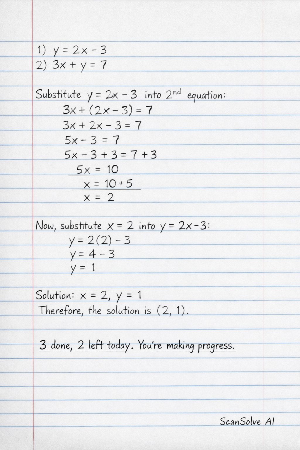 Handwritten step-by-step solution preview