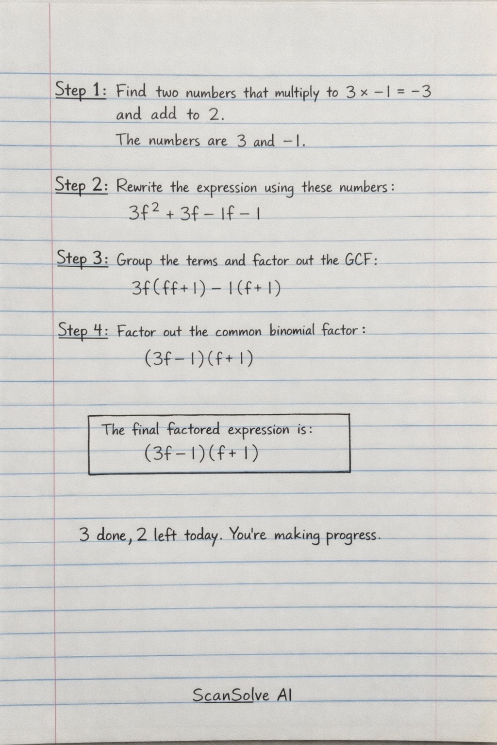 Handwritten step-by-step solution preview