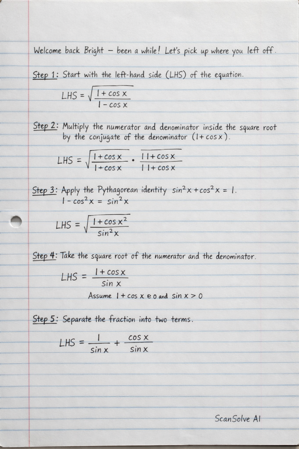 Handwritten step-by-step solution preview