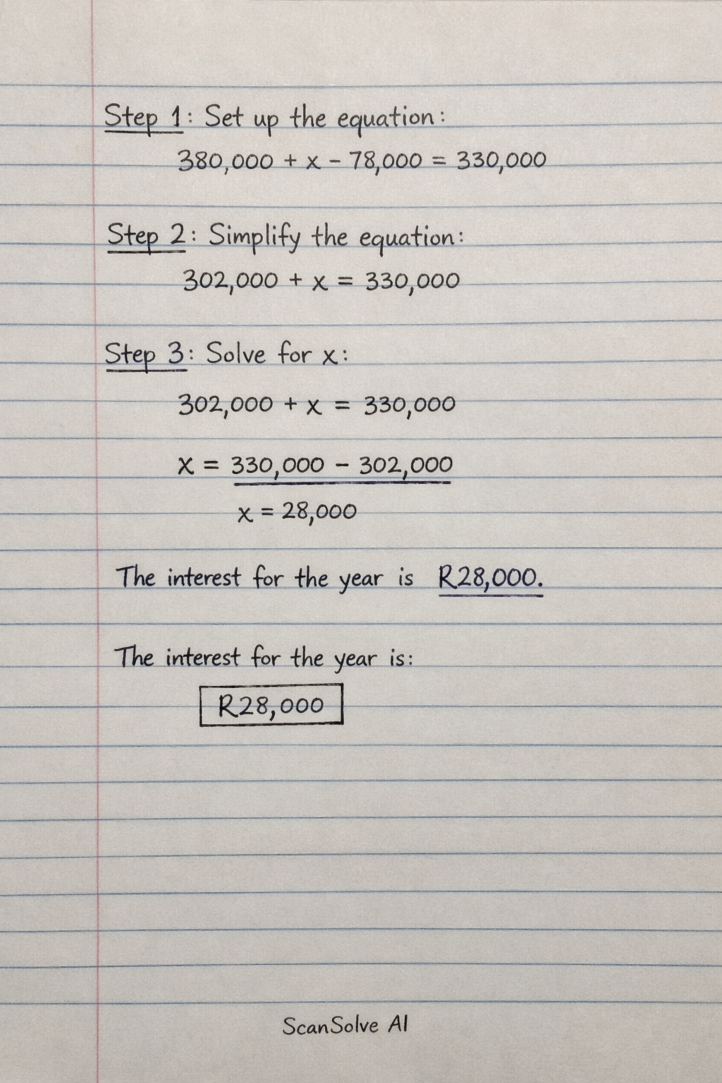 Handwritten step-by-step solution preview