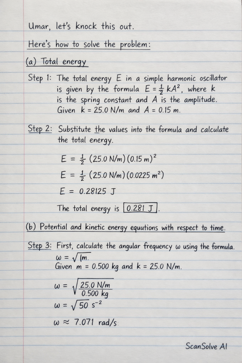Handwritten step-by-step solution preview